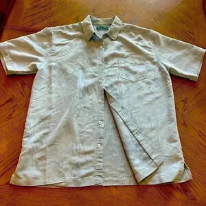 Cubavera short sleeves button down tropical print men’s shirt Medium blue